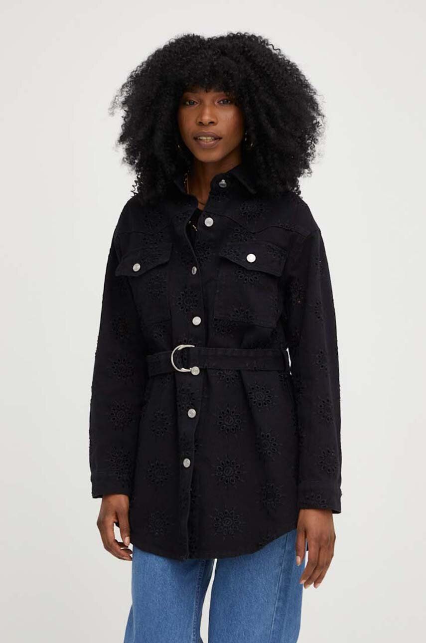 Levně Džínová bunda Answear Lab dámská, černá barva, přechodná, oversize