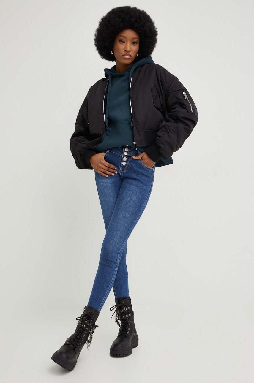Answear Lab geaca bomber femei, culoarea negru, de tranzitie, oversize Answear