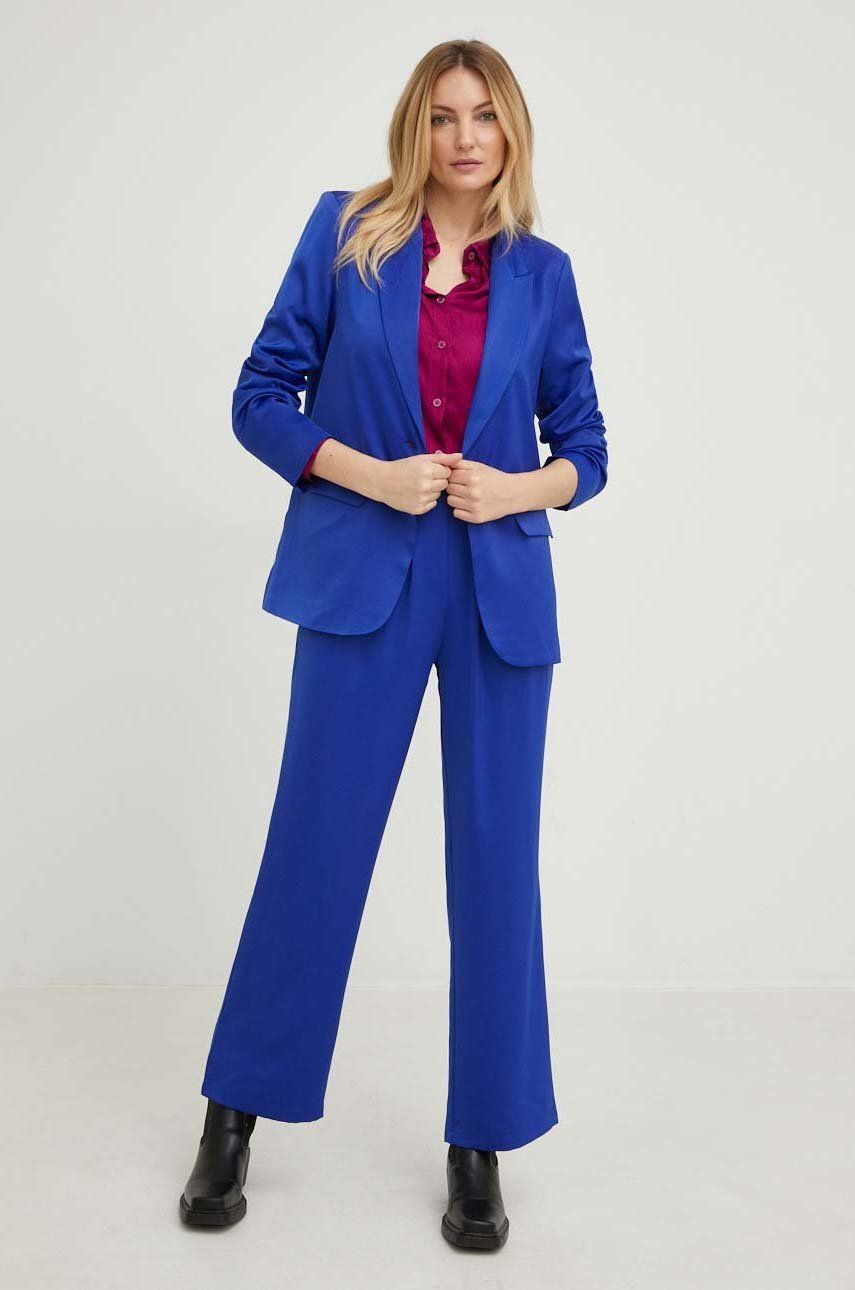 Answear Lab komplet - marynarka i spodnie damski kolor niebieski
