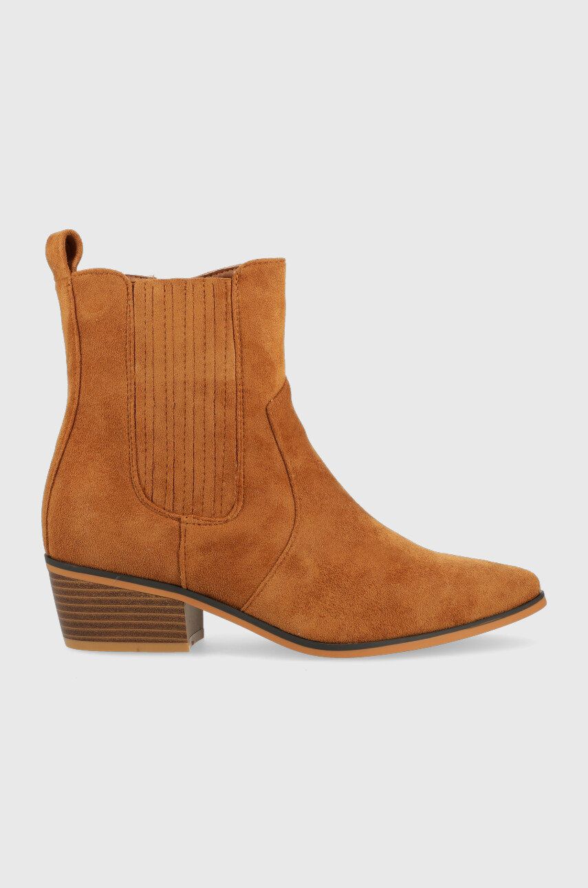 Westernové boty Answear Lab dámské, hnědá barva, na podpatku - hnědá -  Svršek: Textilní materi
