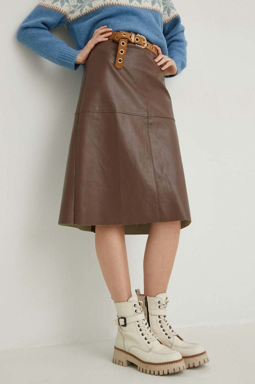 Answear lab fusta culoarea maro, midi, drept