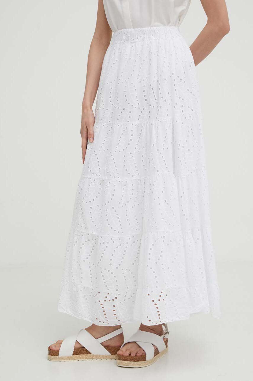 Bavlněná sukně Answear Lab bílá barva, midi, áčková - bílá -  100 % Bavlna