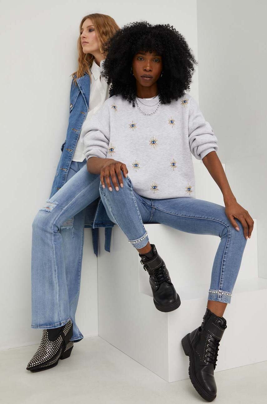 

Дънки Answear Lab x limited collection SISTERHOOD с висока талия, Син
