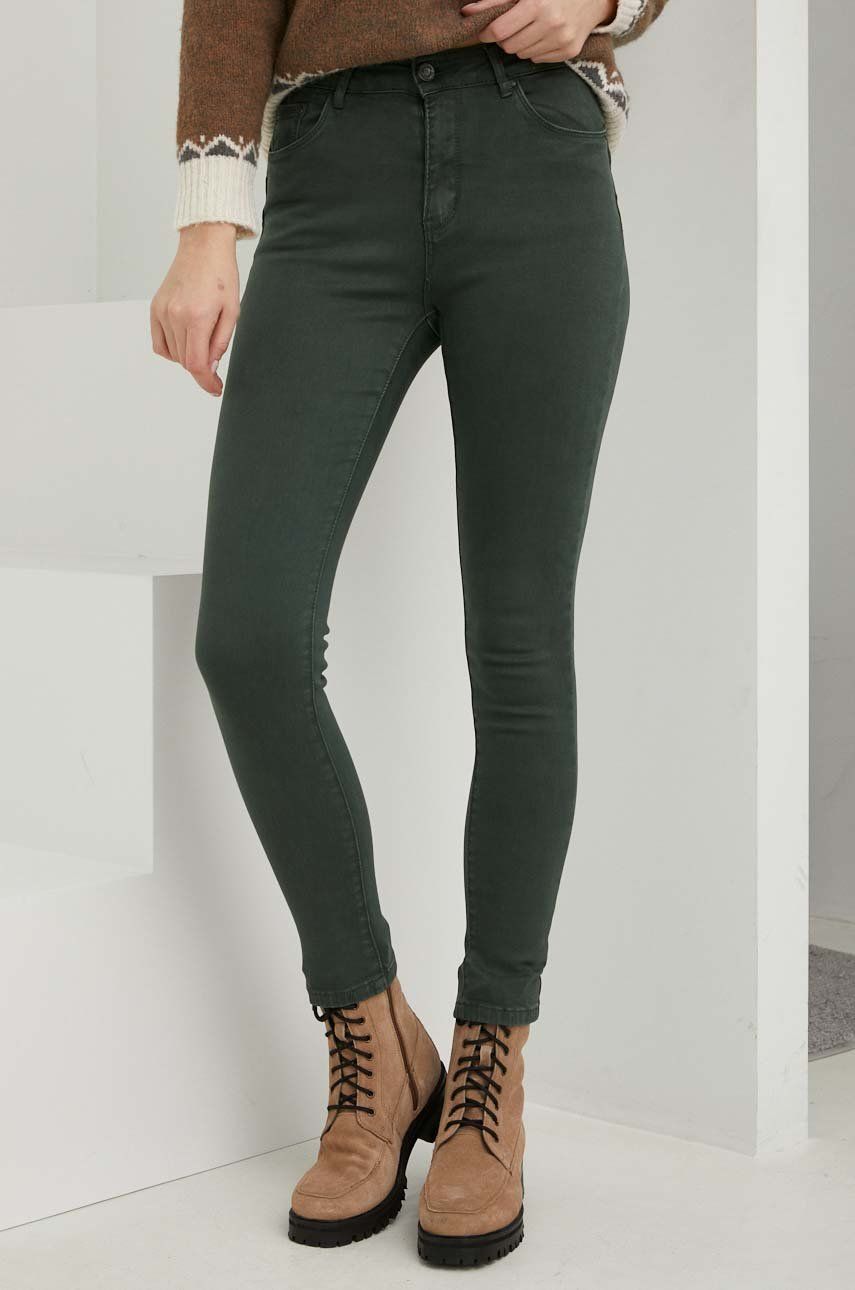 Answear Lab jeansi femei, culoarea verde, medium waist image
