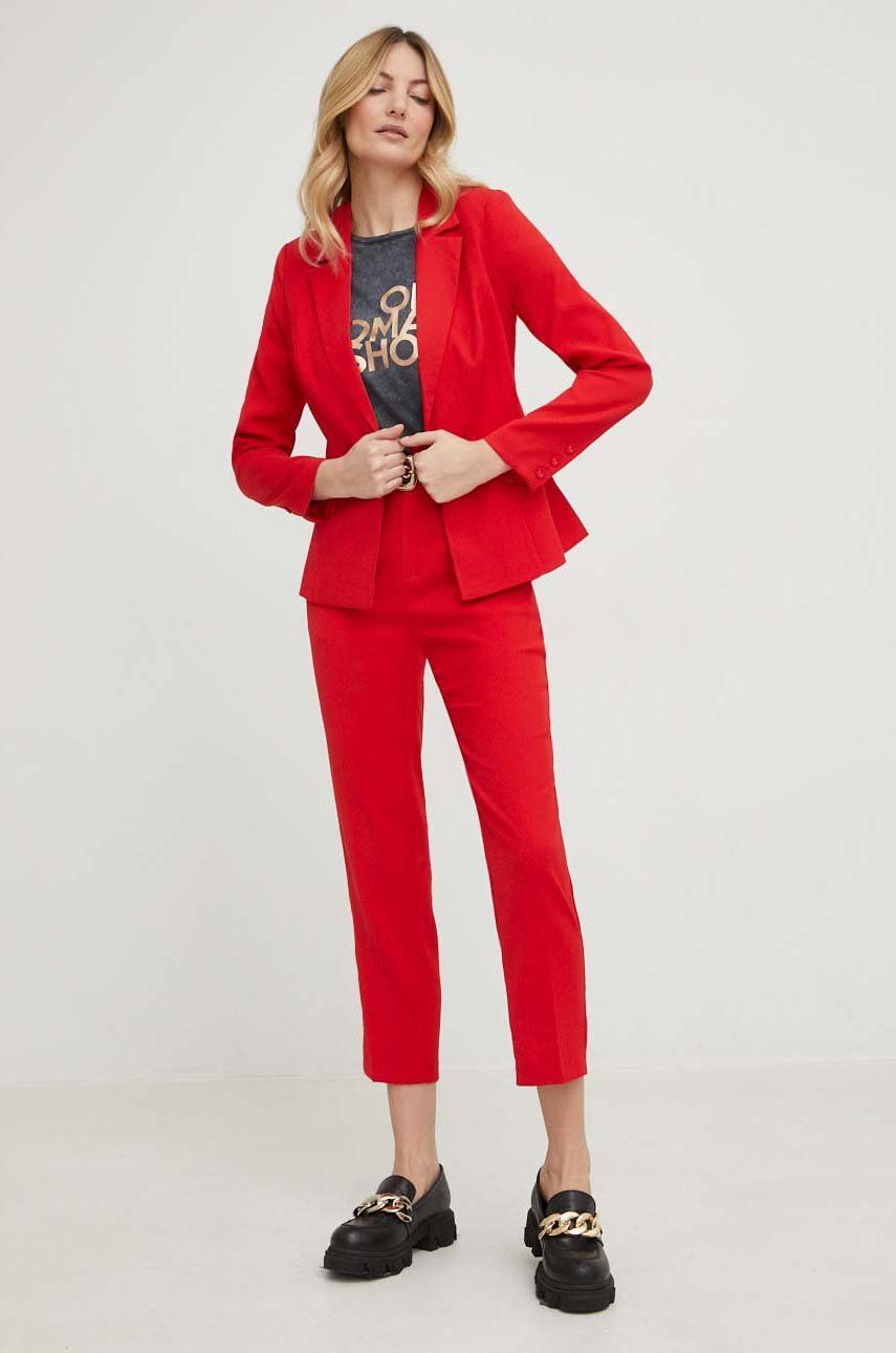 Answear Lab spodnie damskie kolor czerwony dopasowane high waist