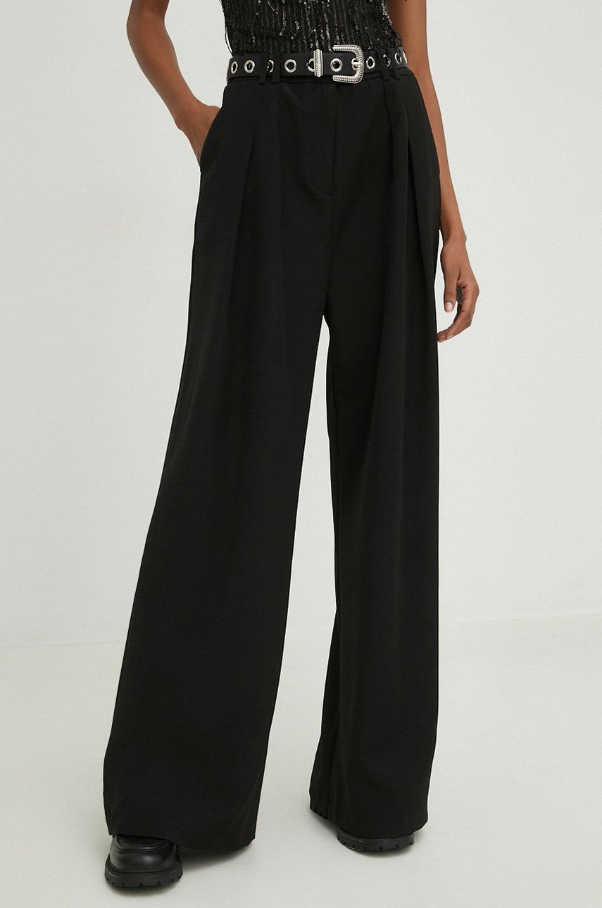 Answear Lab pantaloni x colecția limitată SISTERHOOD femei, culoarea negru, lat, high waist
