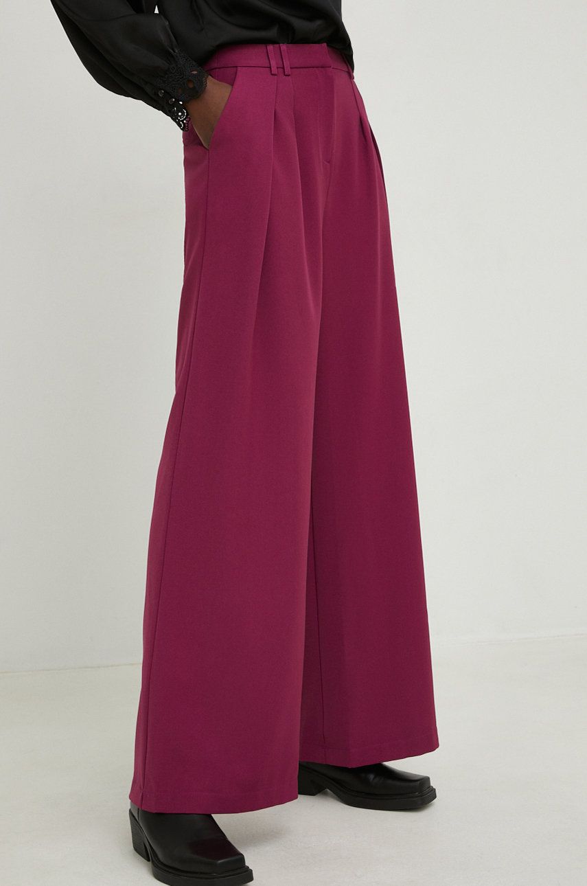 Answear Lab pantaloni femei, culoarea roz, lat, high waist Femei 2023-09-26