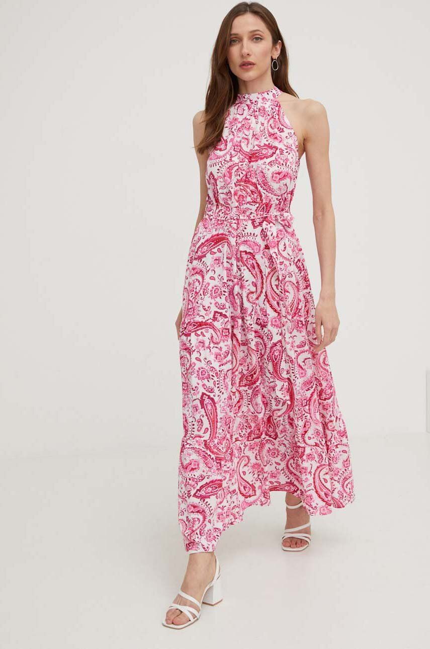 Šaty Answear Lab růžová barva, maxi, oversize - růžová -  100 % Polyester