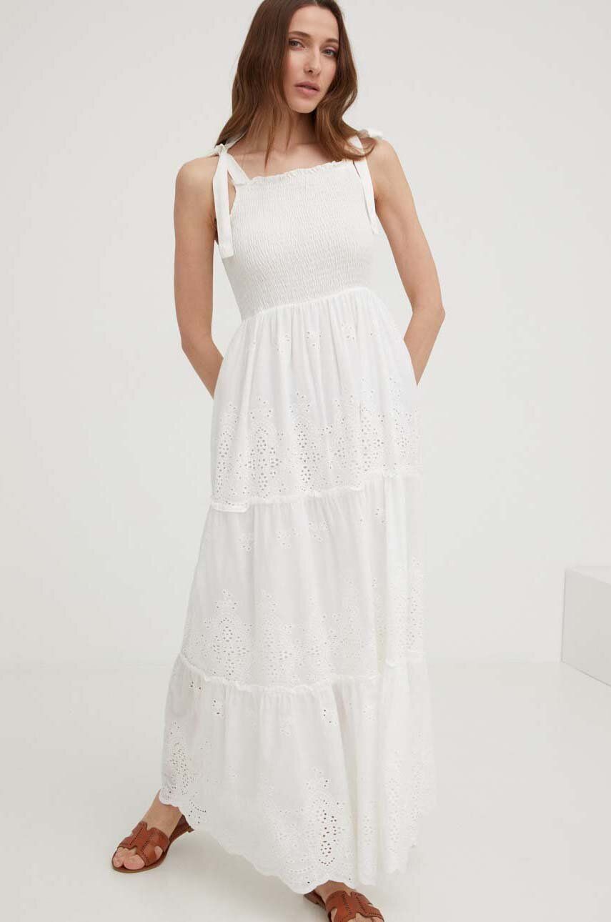 Šaty Answear Lab bílá barva, maxi - bílá -  65 % Bavlna