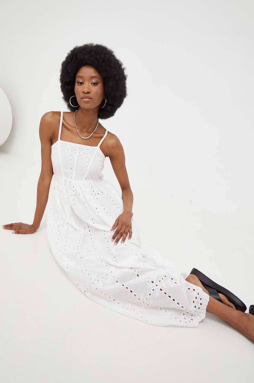 Bavlněné šaty Answear Lab bílá barva, maxi - bílá -  100 % Bavlna