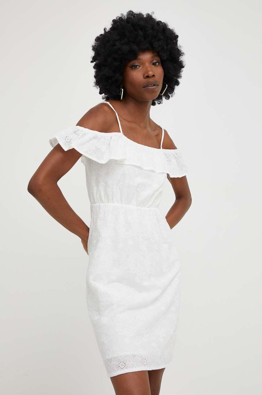Answear Lab rochie din bumbac culoarea alb, mini, evazati