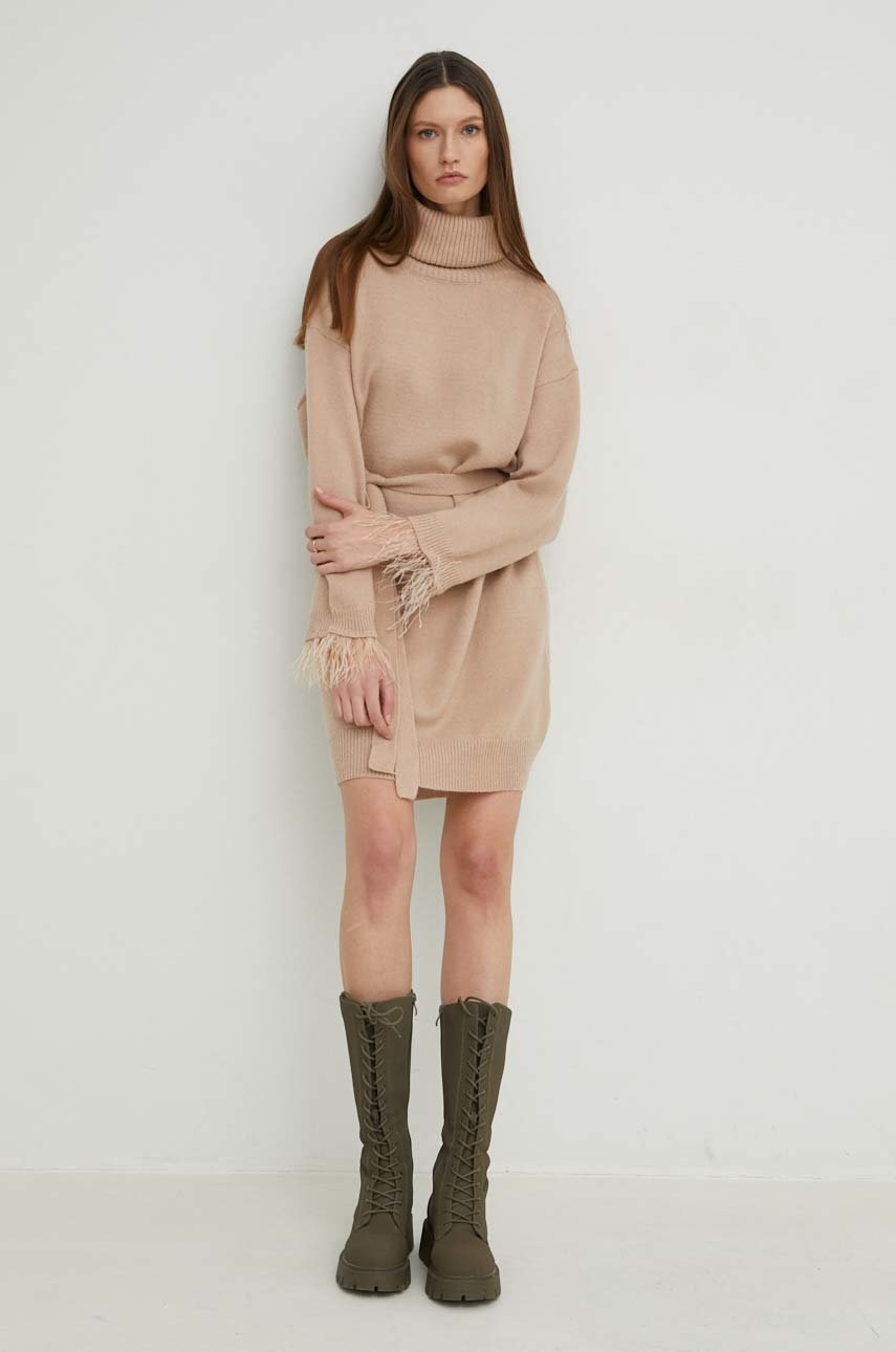 

Сукня з вовною Answear Lab колір бежевий mini oversize
