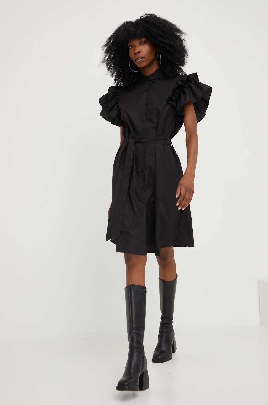

Хлопковое платье Answear Lab X Лимитированная коллекция SISTERHOOD цвет чёрный mini расклешённое