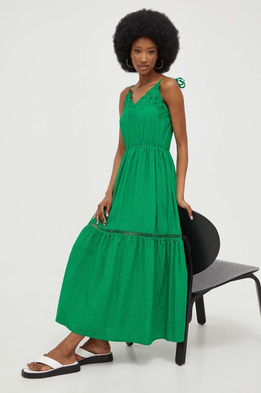 Answear Lab rochie culoarea verde, midi, evazati