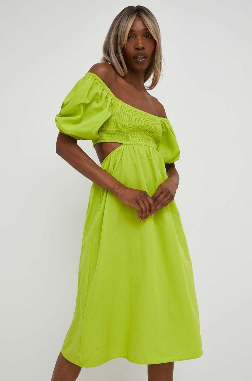 Bavlněné šaty Answear Lab zelená barva, mini - zelená -  100 % Bavlna