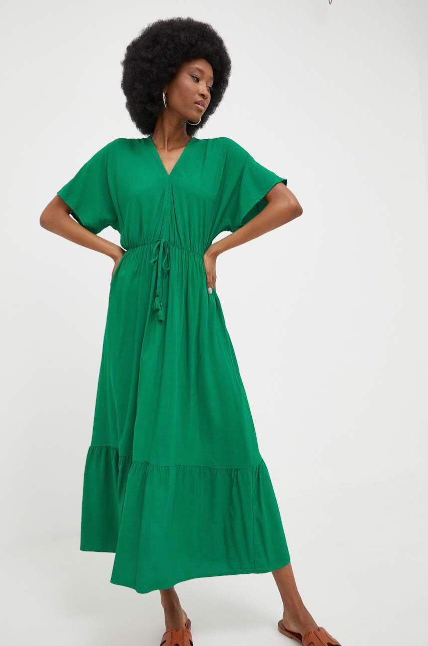 Answear Lab rochie culoarea verde, midi, evazati