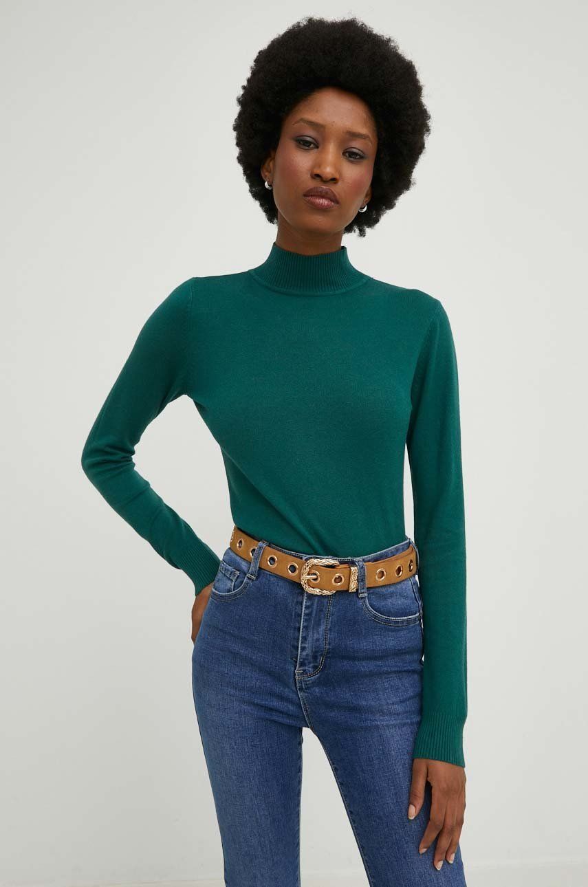 Answear Lab pulover femei, culoarea verde, light, cu turtleneck