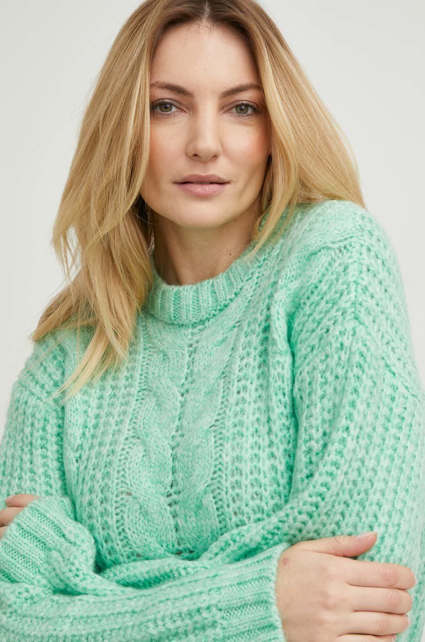 Answear Lab pulover de lana femei, culoarea verde, călduros