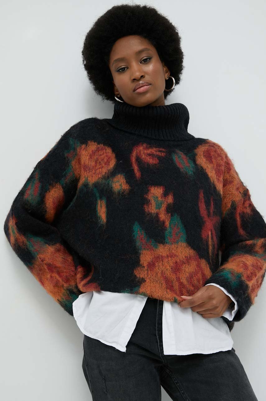 

Пуловер с вълна Answear Lab дамски в черно от лека материя с поло, Черен