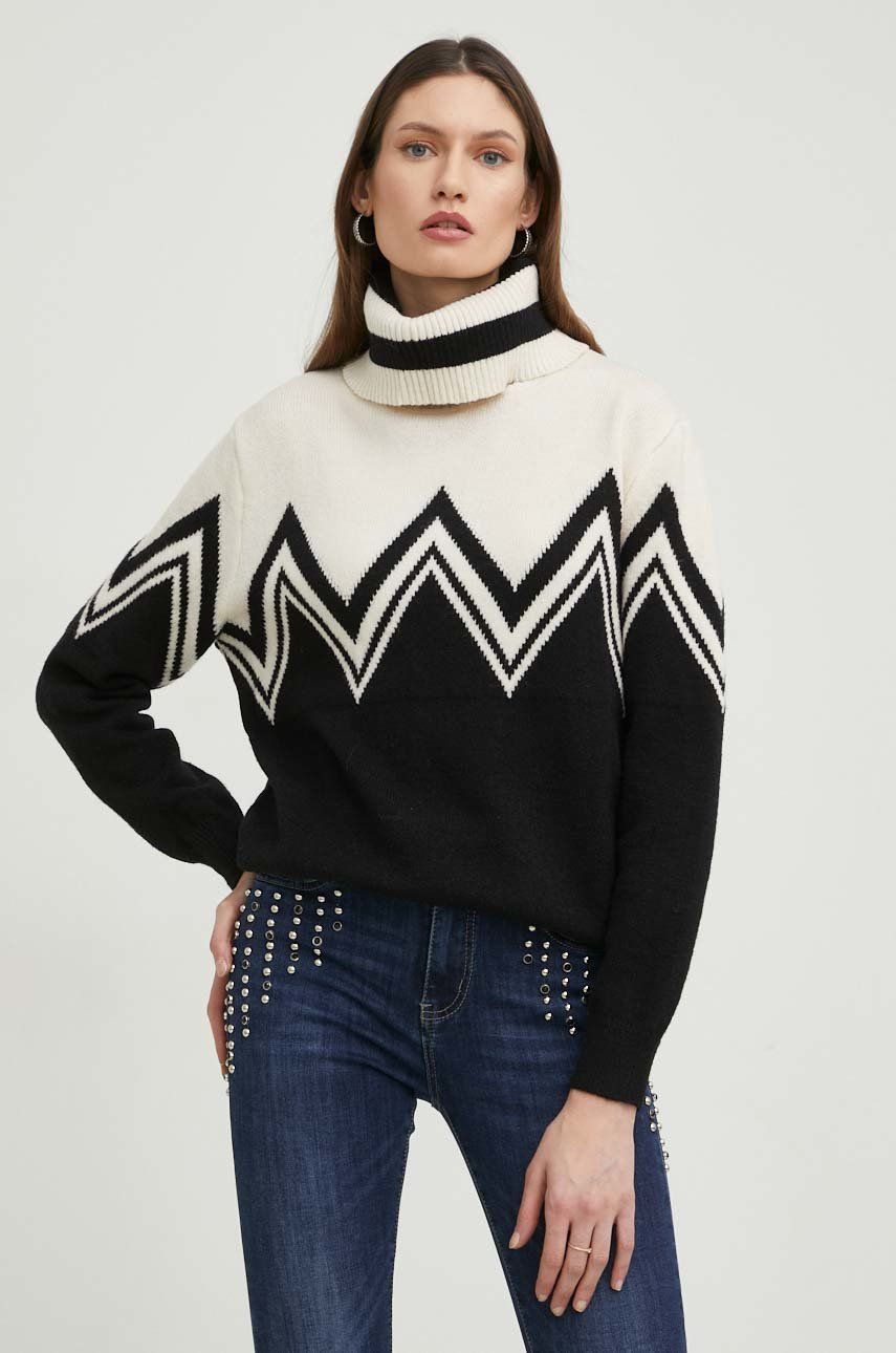 Answear Lab sweter z wełną damski kolor czarny ciepły z golfem