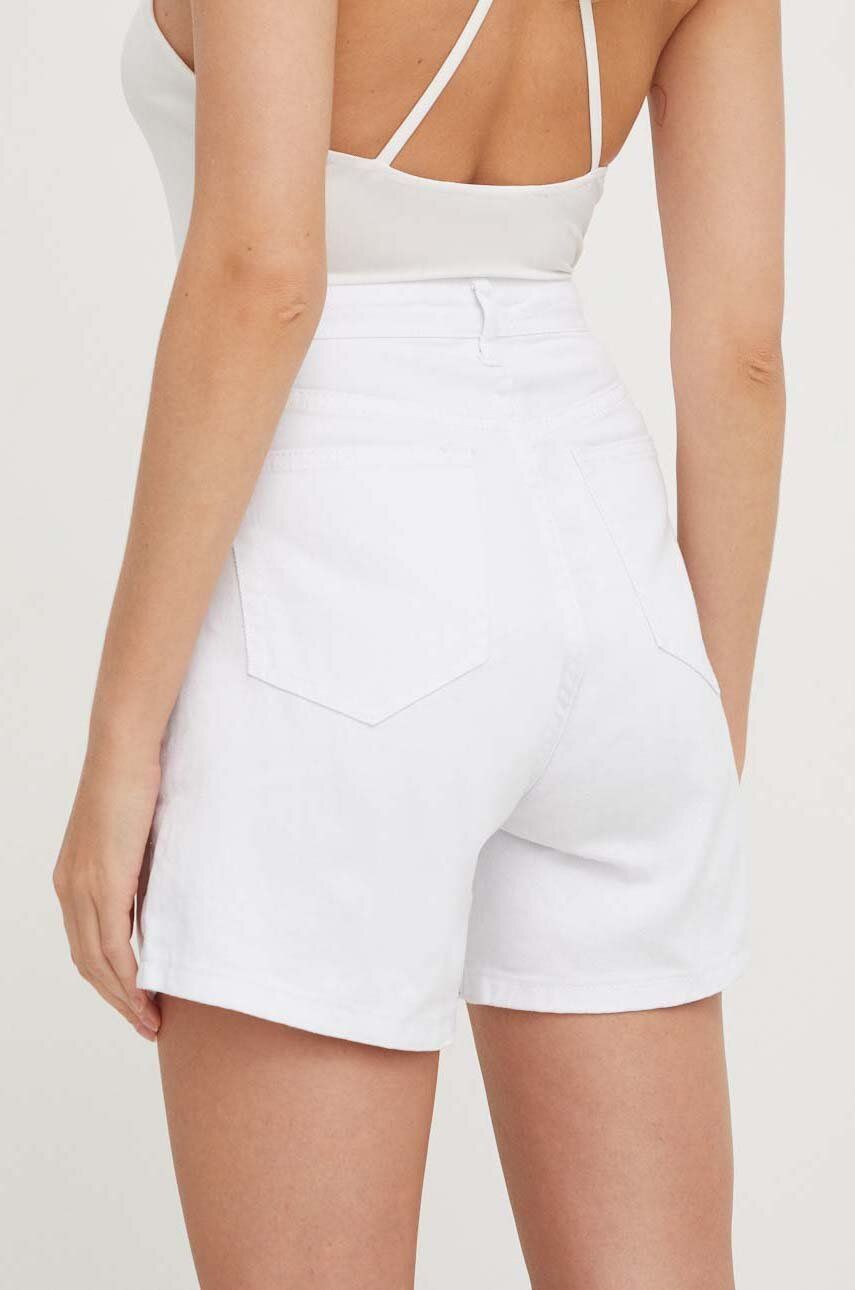Answear Lab szorty jeansowe damskie kolor biały z aplikacją high waist