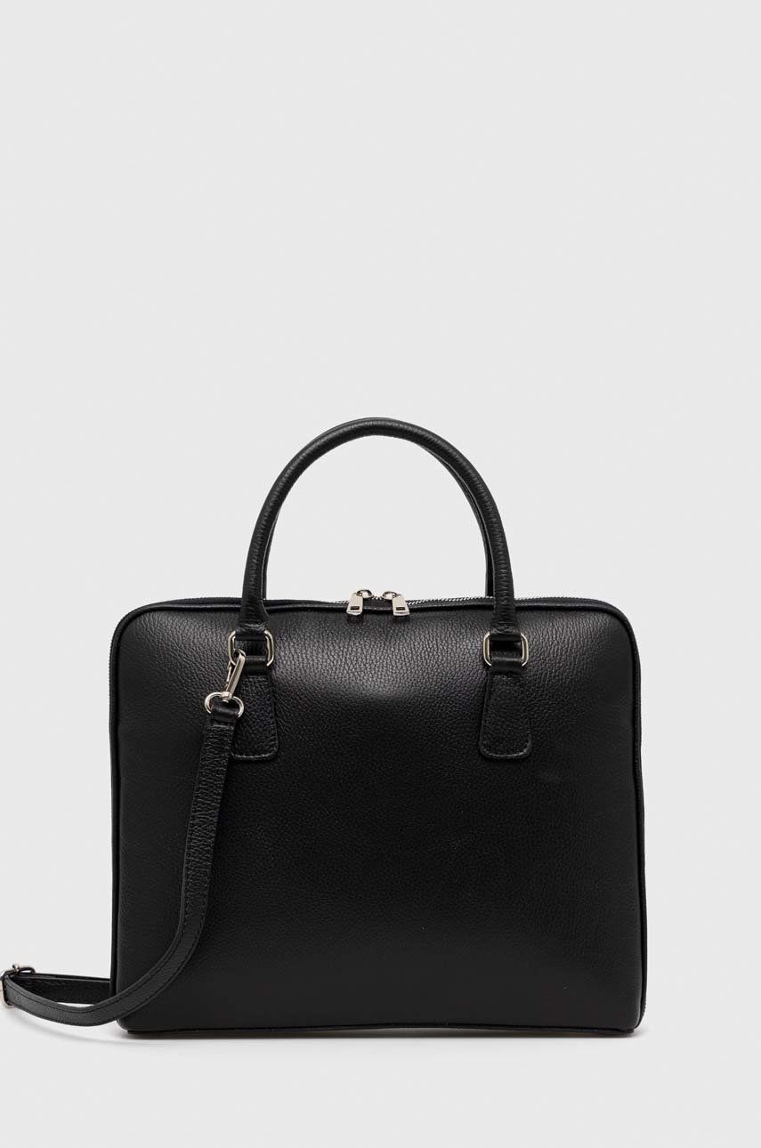 Answear Lab geanta pentru laptop din piele culoarea negru