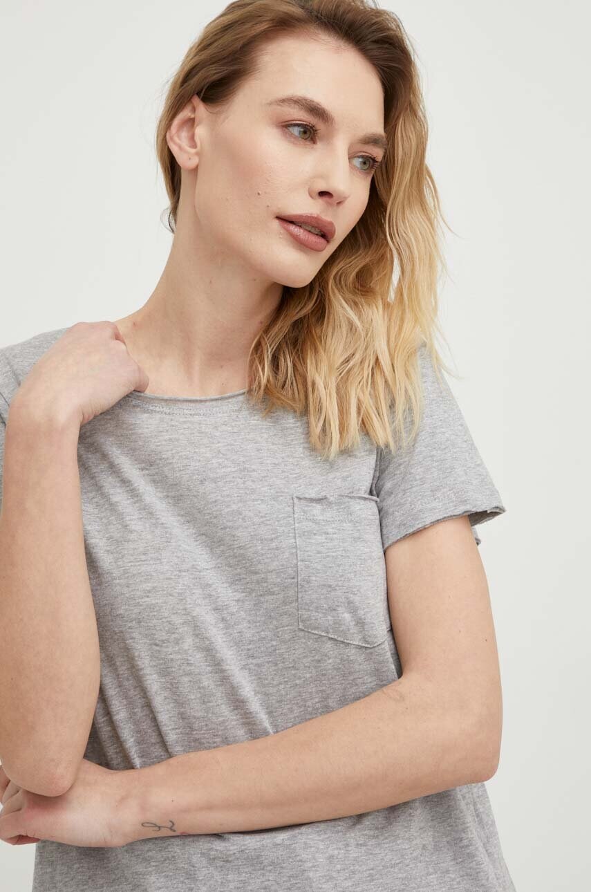 

Памучна тениска Answear Lab в сиво, Сив