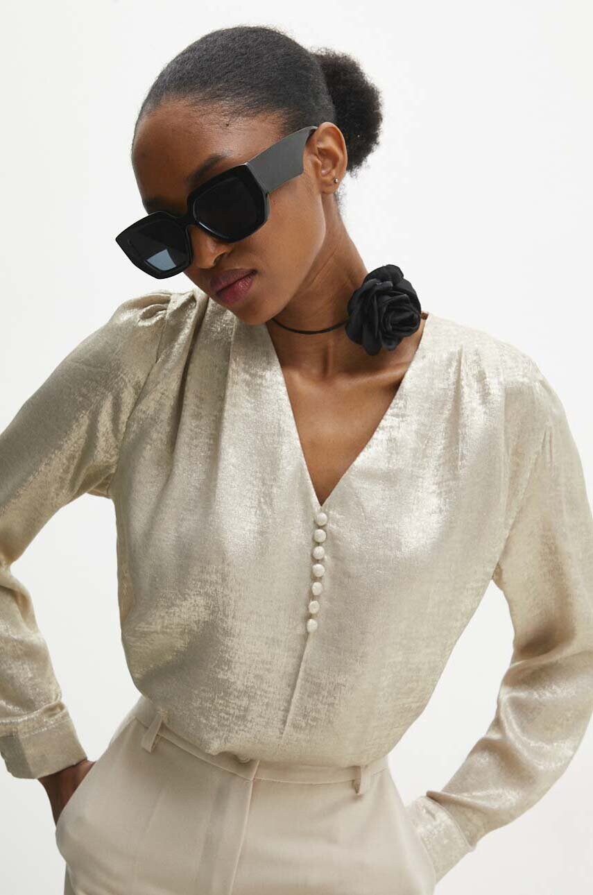 Answear Lab bluza femei, culoarea auriu, neted