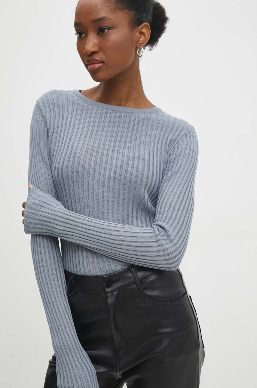 Answear Lab bluza femei, culoarea gri, neted