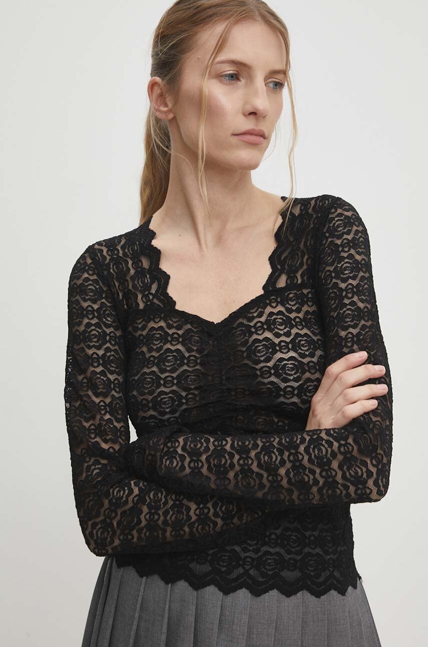 Answear Lab bluza femei, culoarea negru, neted