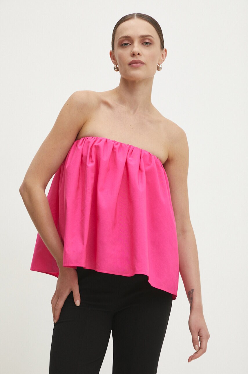 Answear Lab top din bumbac culoarea roz, neted