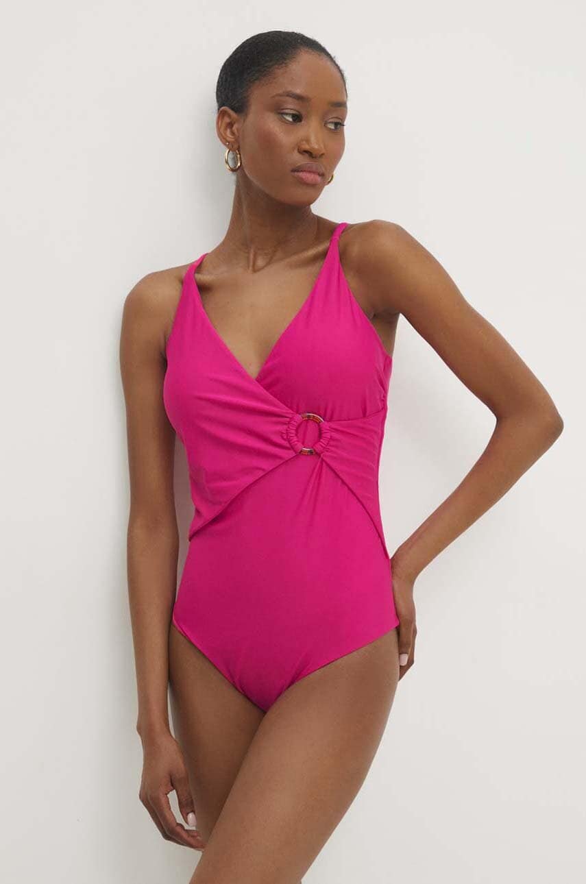 Answear Lab costum de baie dintr-o bucată culoarea roz, cupa usor rigidizata