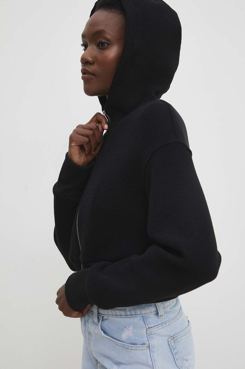 Answear Lab hanorac de bumbac femei, culoarea negru, cu glug