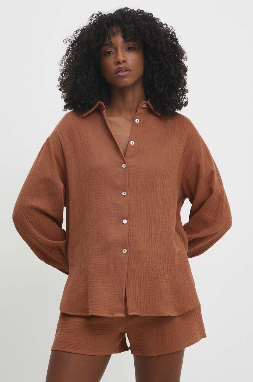 Answear Lab set din bumbac culoarea maro