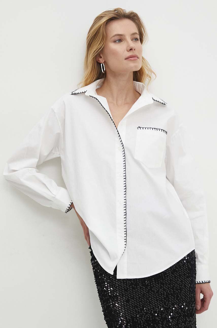 Levně Košile Answear Lab bílá barva, relaxed, s klasickým límcem