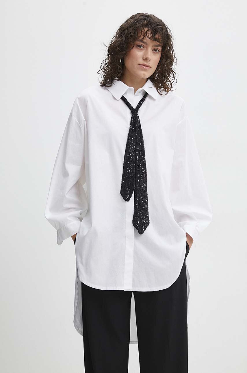 Košile Answear Lab bílá barva, relaxed, s klasickým límcem