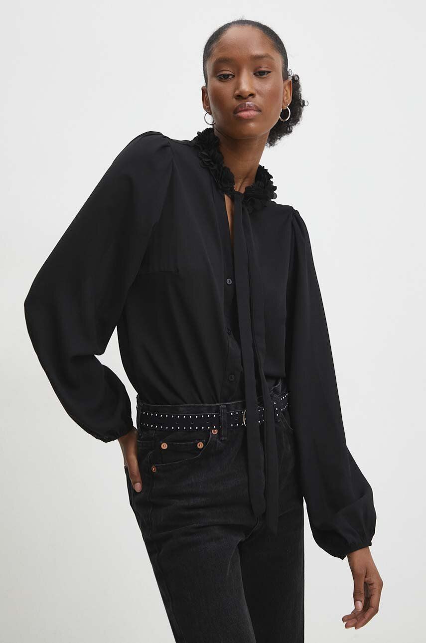 Košile Answear Lab dámská, černá barva, regular, se stojáčkem