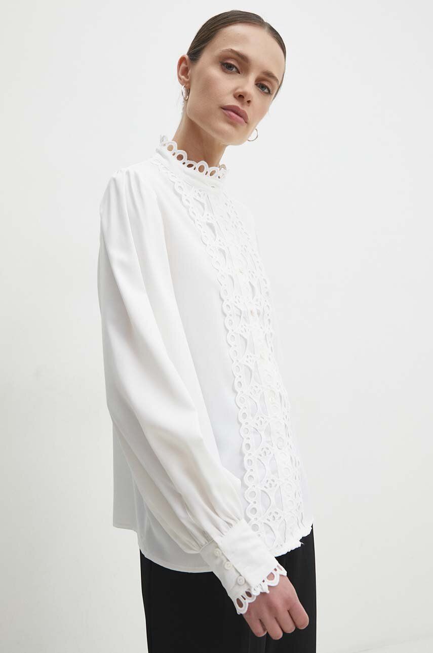 Levně Košile Answear Lab dámská, bílá barva, regular, se stojáčkem