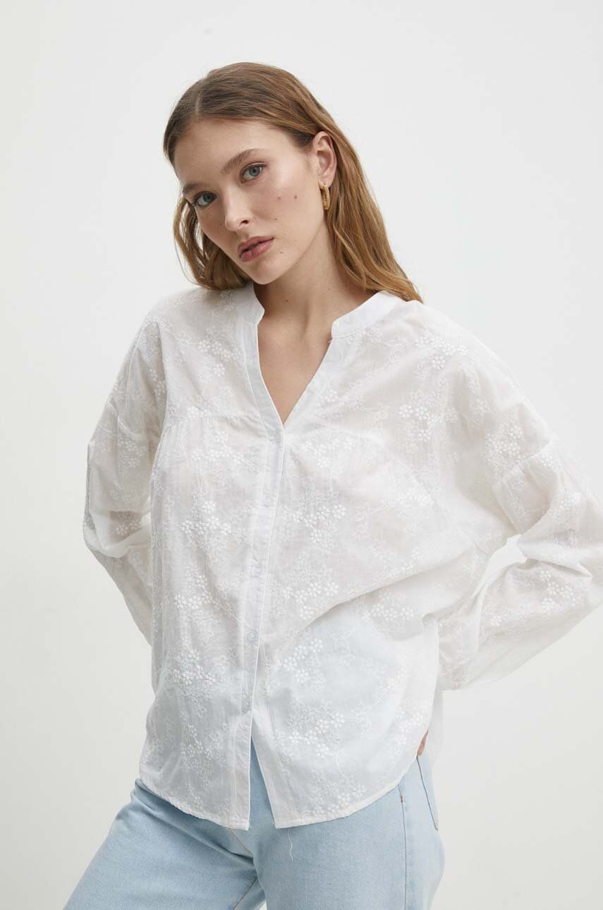 Levně Bavlněná košile Answear Lab bílá barva, relaxed