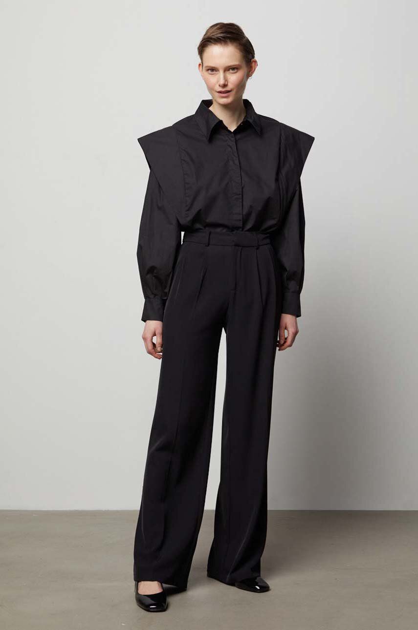 Levně Košile Answear Lab dámská, černá barva, relaxed, s klasickým límcem