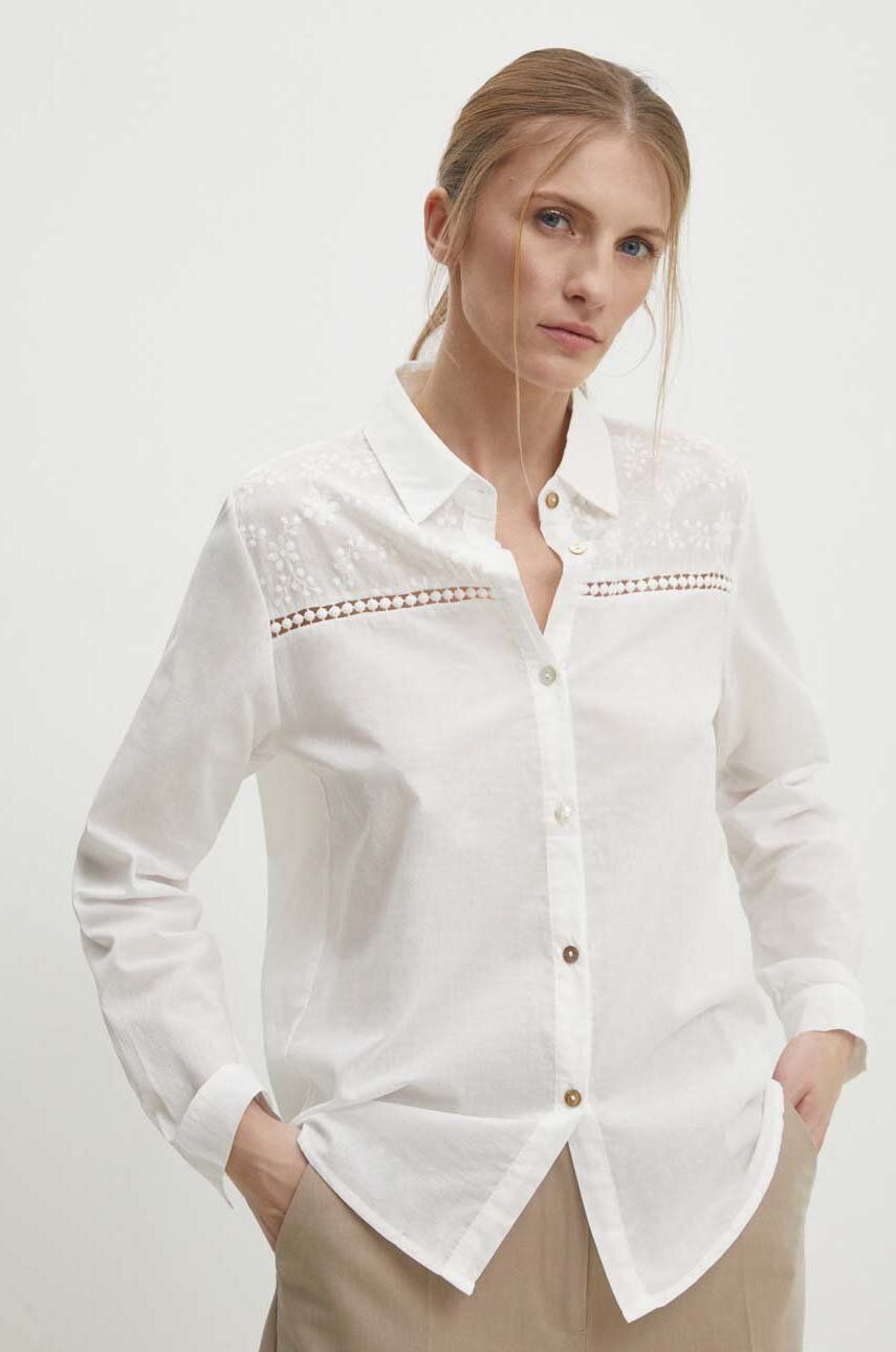 Levně Lněná košile Answear Lab bílá barva, regular, s klasickým límcem