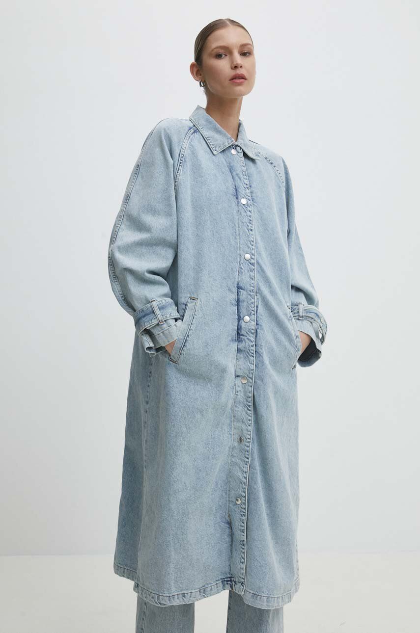 Levně Džínový kabát Answear Lab dámský, přechodný, oversize