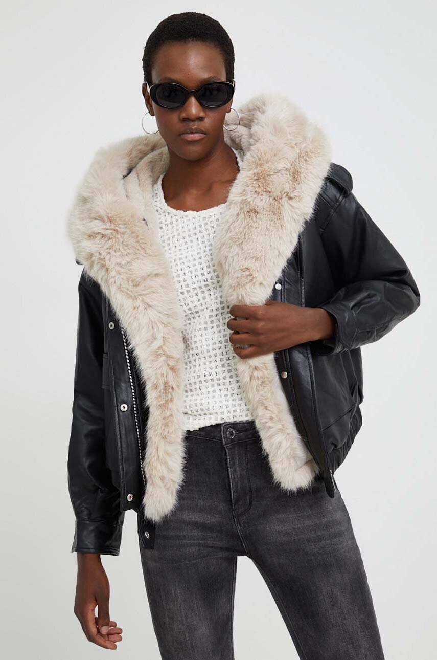 Answear Lab geaca femei, culoarea negru, de tranzitie, oversize