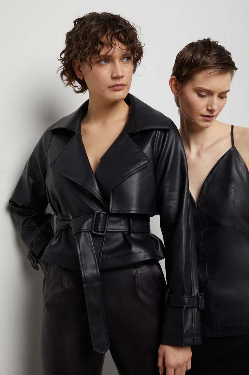 Answear Lab geaca femei, culoarea negru, de tranzitie