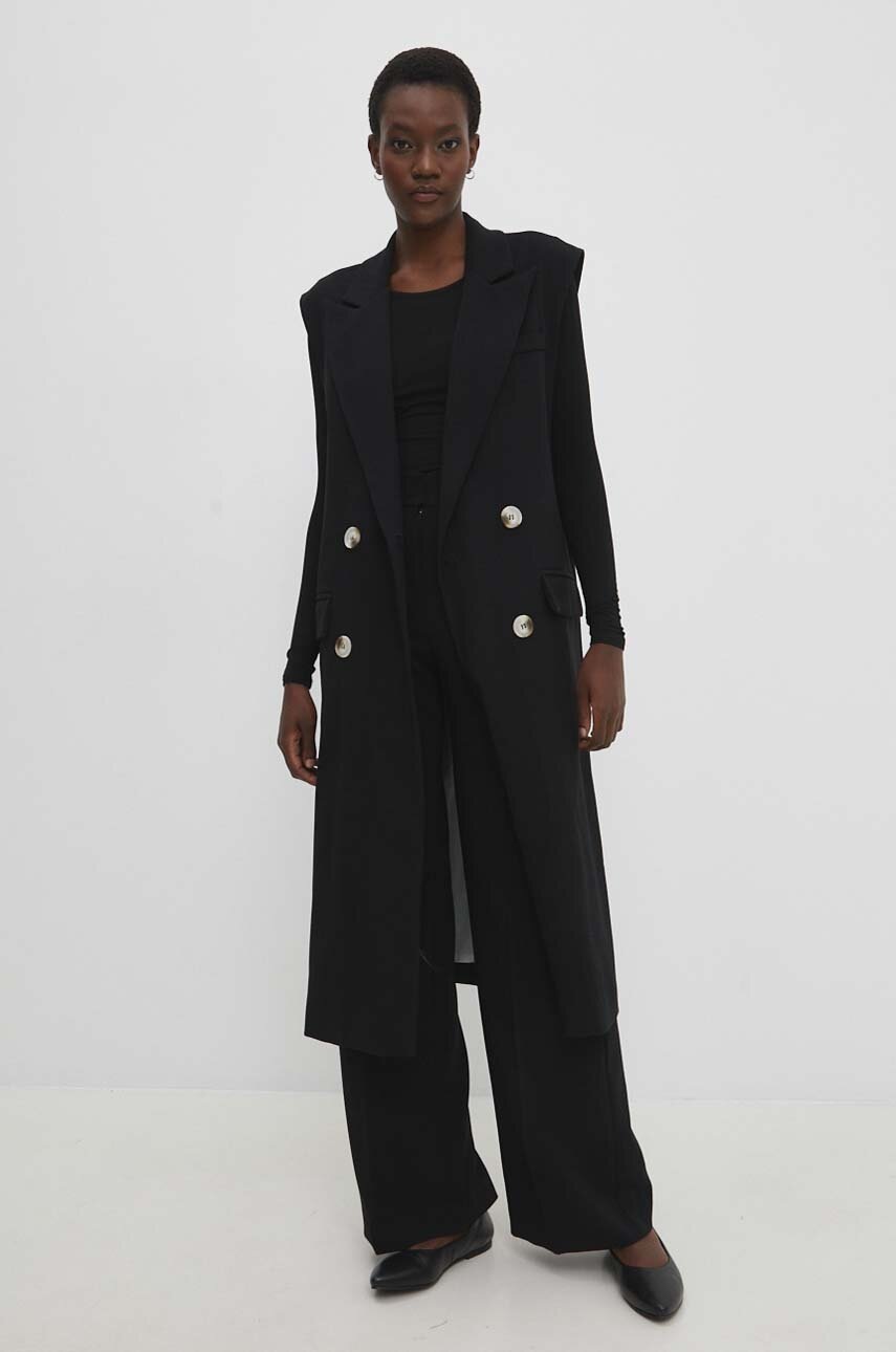 Answear Lab vesta femei, culoarea negru, de tranzitie