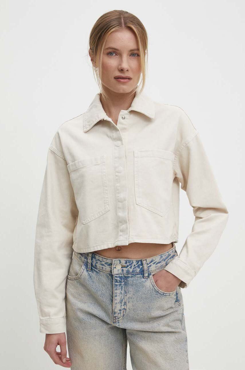 Answear Lab geaca jeans femei, culoarea bej, de tranzitie