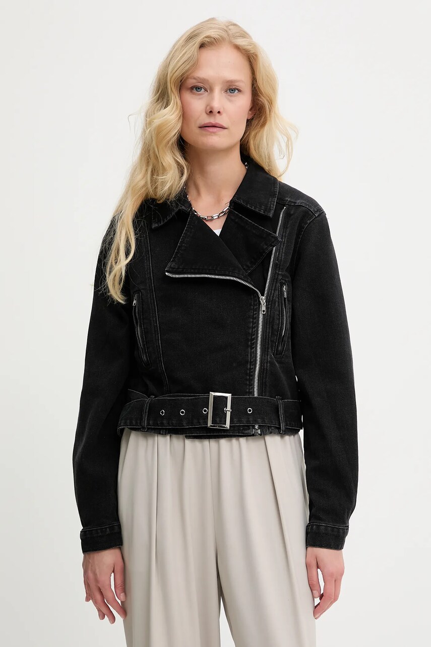 Answear Lab geaca jeans culoarea negru, de tranzitie