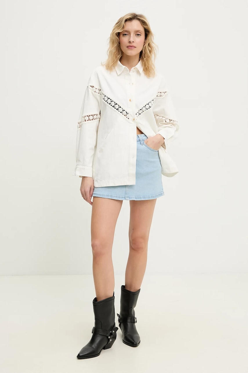 Джинсовая куртка Answear Lab цвет белый переходная oversize Джинсовая куртка Answear Lab цвет белый переходная oversize