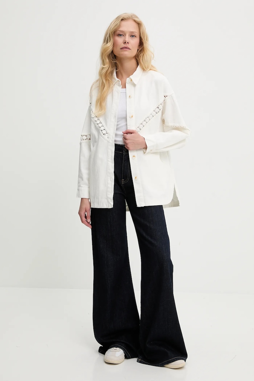 Джинсовая куртка Answear.LAB цвет белый переходная oversize Джинсовая куртка Answear.LAB цвет белый переходная oversize
