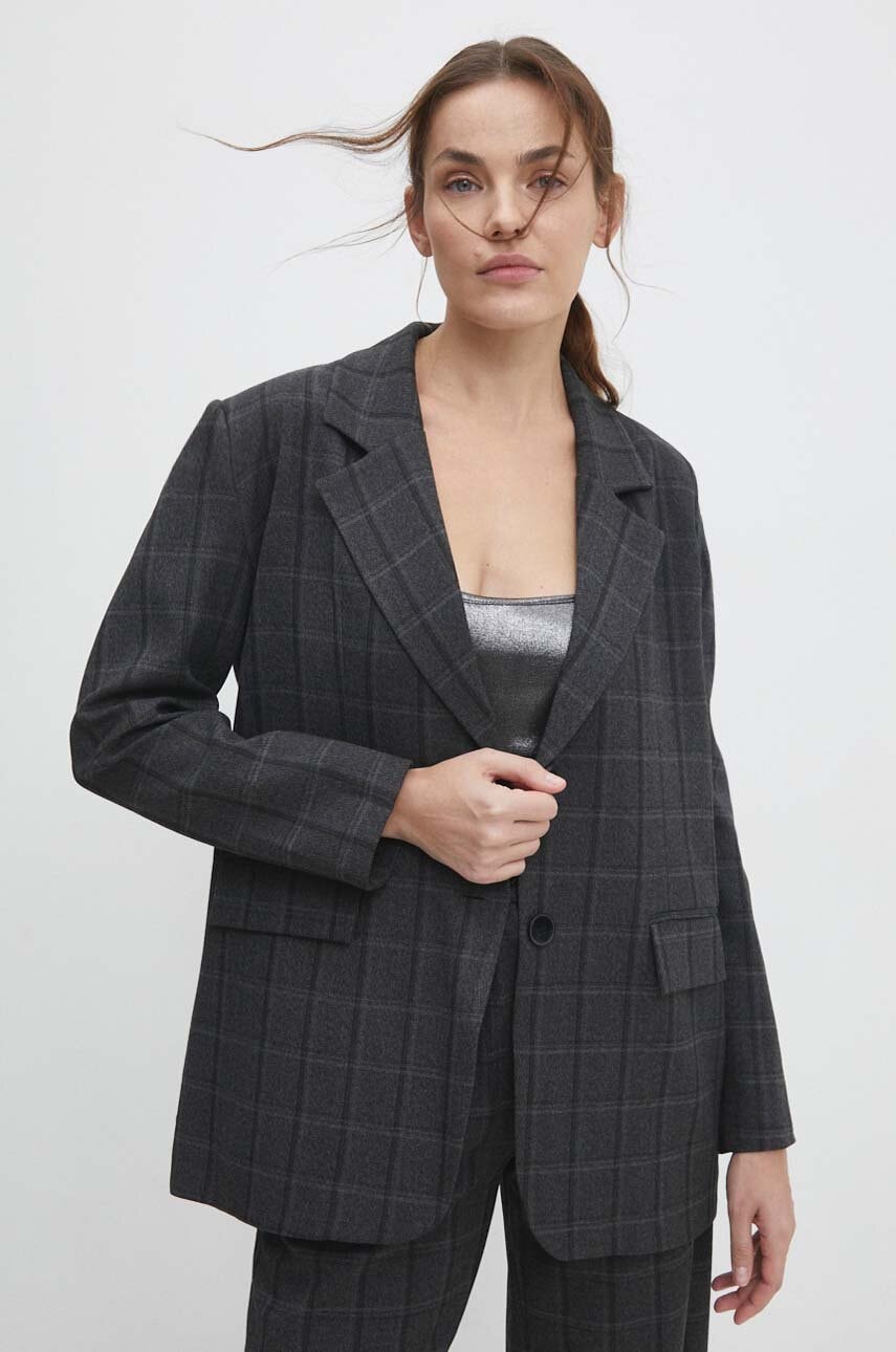 Answear Lab sacou culoarea gri, un singur rand de nasturi, modelator Answear Lab sacou culoarea gri, un singur rand de nasturi, modelator